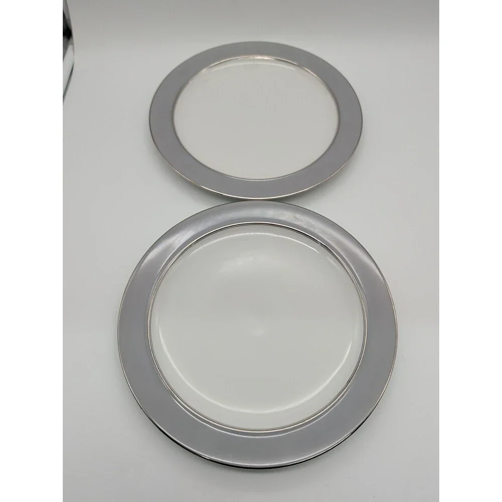 Easterling Majestic Dinner Plates Grey Platinum Trim Germany